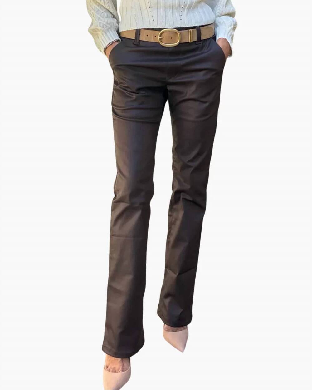 NEW BEVY FLOG nansi vegan leather pant in brown